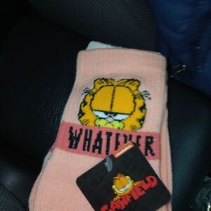 X2 Pairs Garfield 'Whatever' Peach Casual Socks